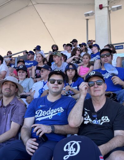 group of etta and village dodgers fans in the stands